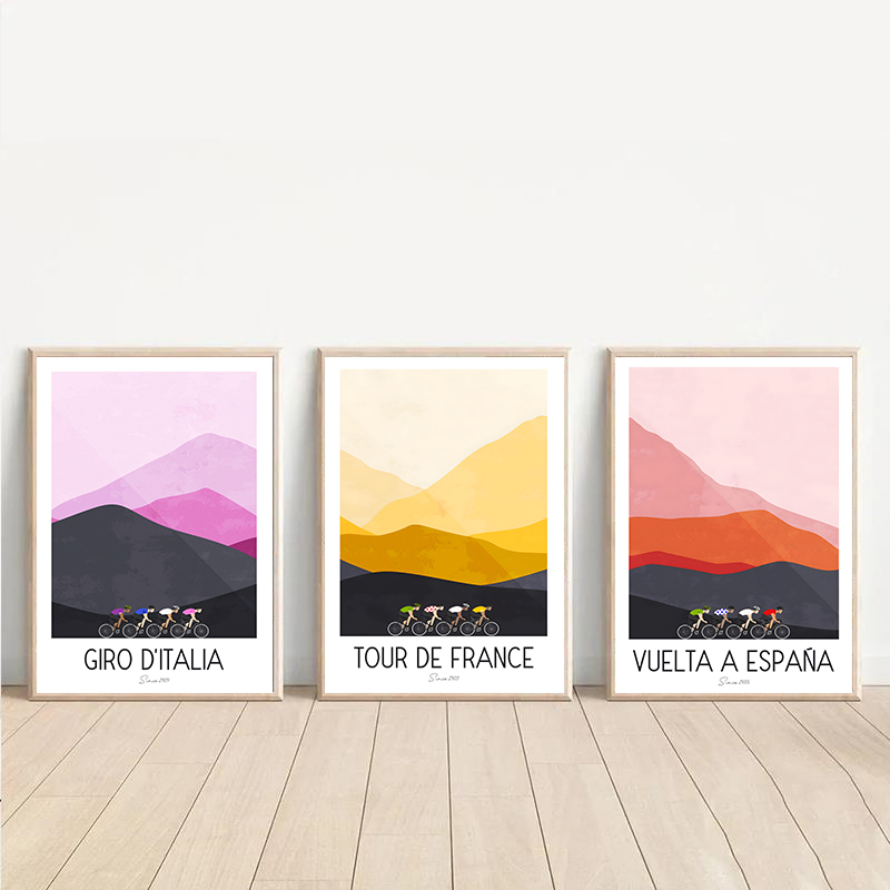 Picture Of Mountain Biking - Aquarela ciclismo corrida ciclista tour de