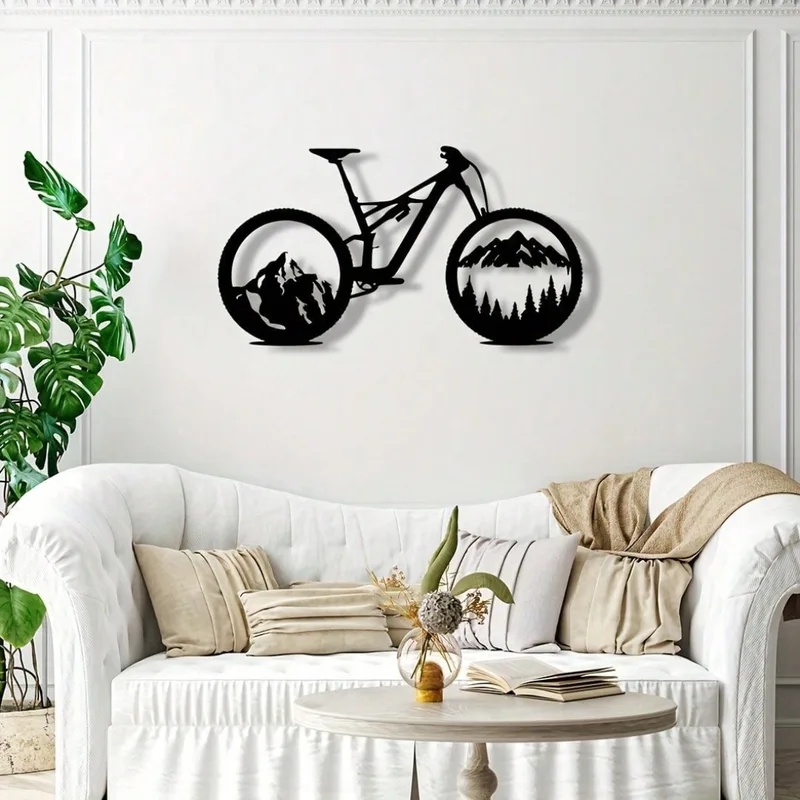Arte de Parede em Metal Preto  - Mountain Biking Gifts avaliação e preço